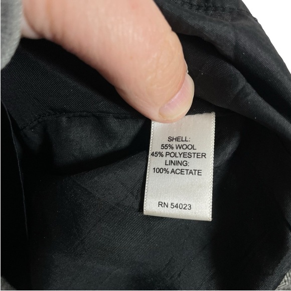 VINTAGE Banana Republic Wool Herringbone Pleated Neck Sheath Dress Grey Size 2 - Picture 6 of 12